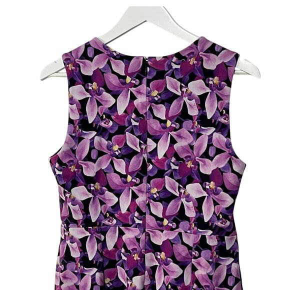 Lands' End Womens 10 Dress Knee Length Sleeveless Purple Iris Floral Stretch - Picture 8 of 12